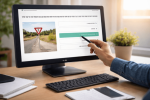 איך לעבור תאוריה - המדריך המלא ללמידה חכמה והצלחה במבחן שאלה ממבחן תיאוריה אונליין עם תמרור ותרגול תשובות על גבי מחשב